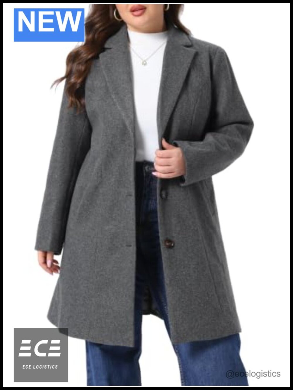 Women Plus Size Single Breasted Long Winter Peacoat